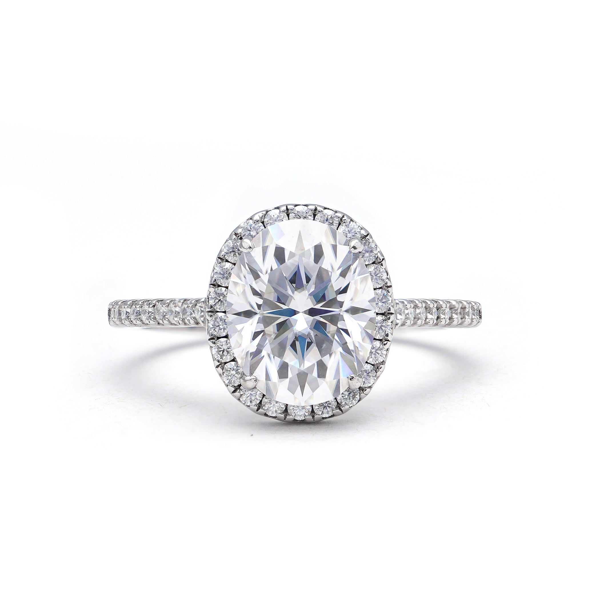 Adorned Halo Oval Cut Moissanite Ring