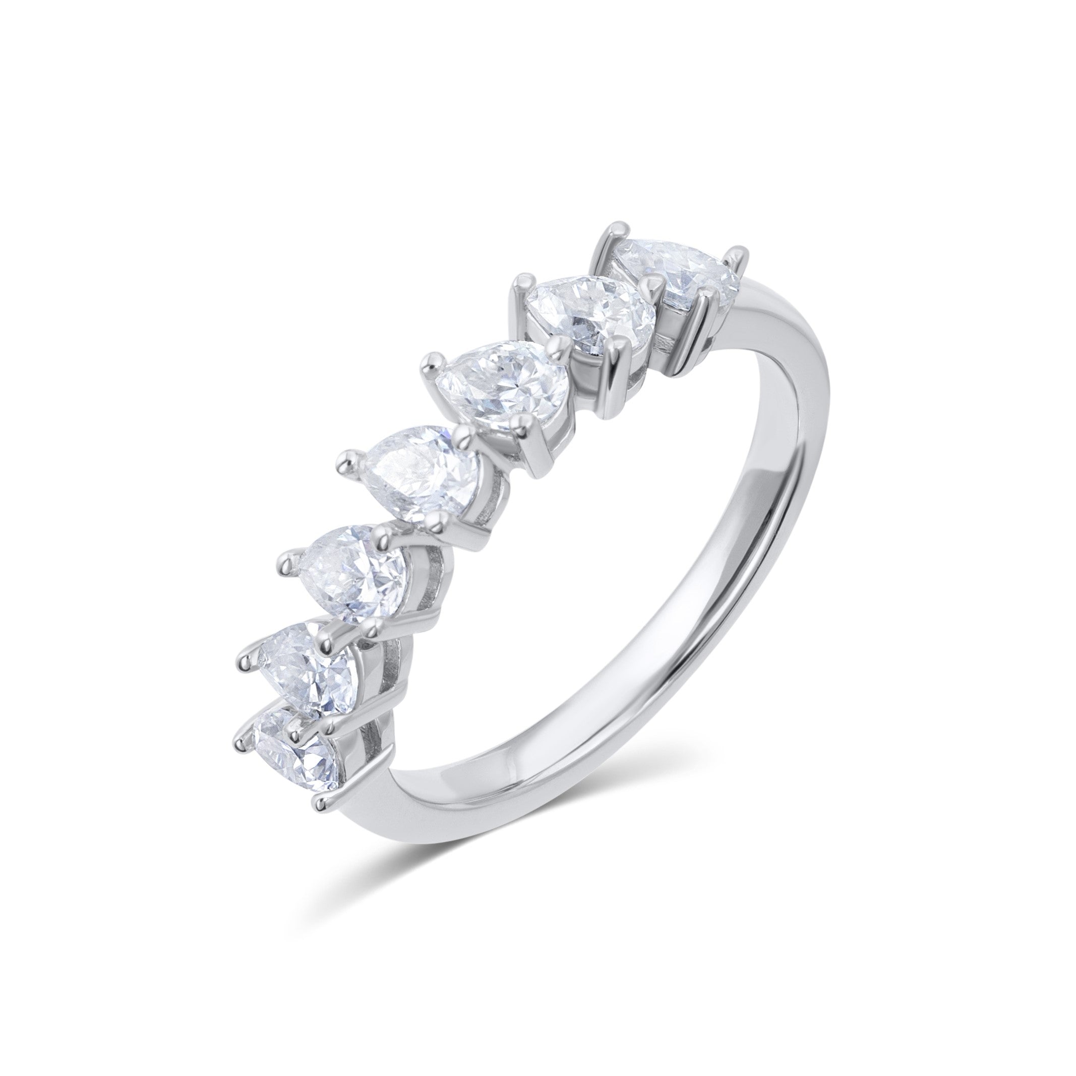 Seven Stone Pear Cut Diamond Ring