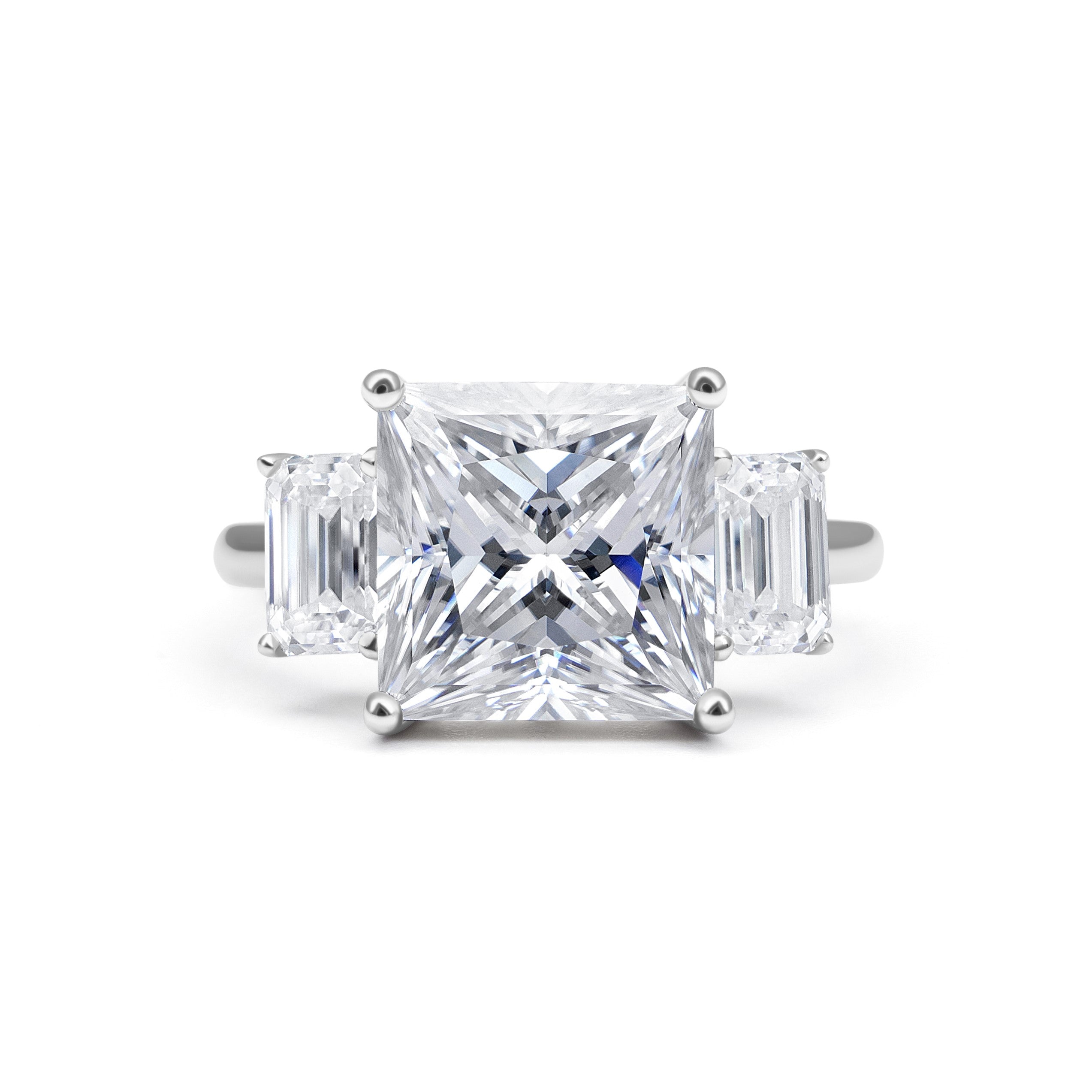 Three Stone Princess Cut Moissanite Ring