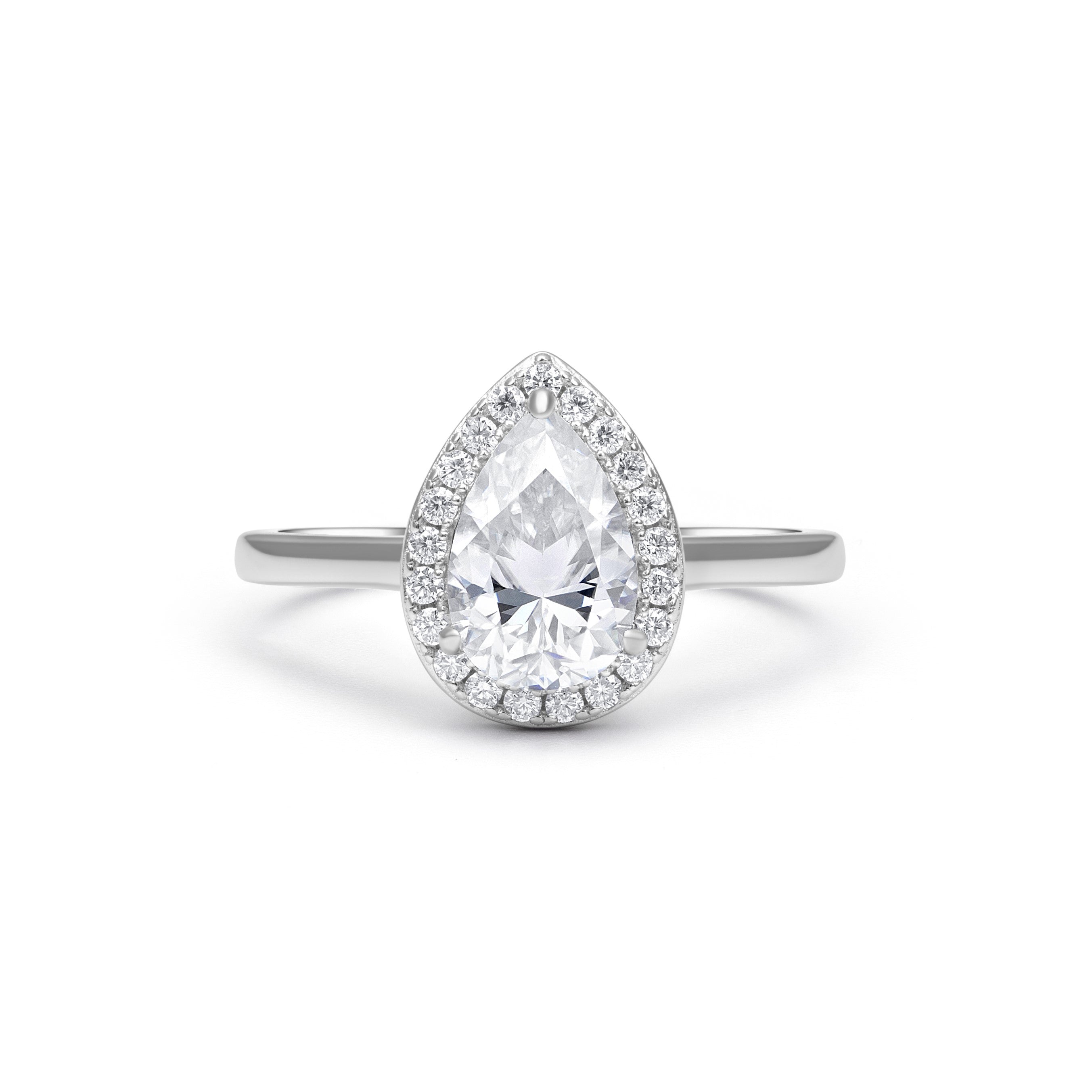 Halo Pear Cut Moissanite Ring