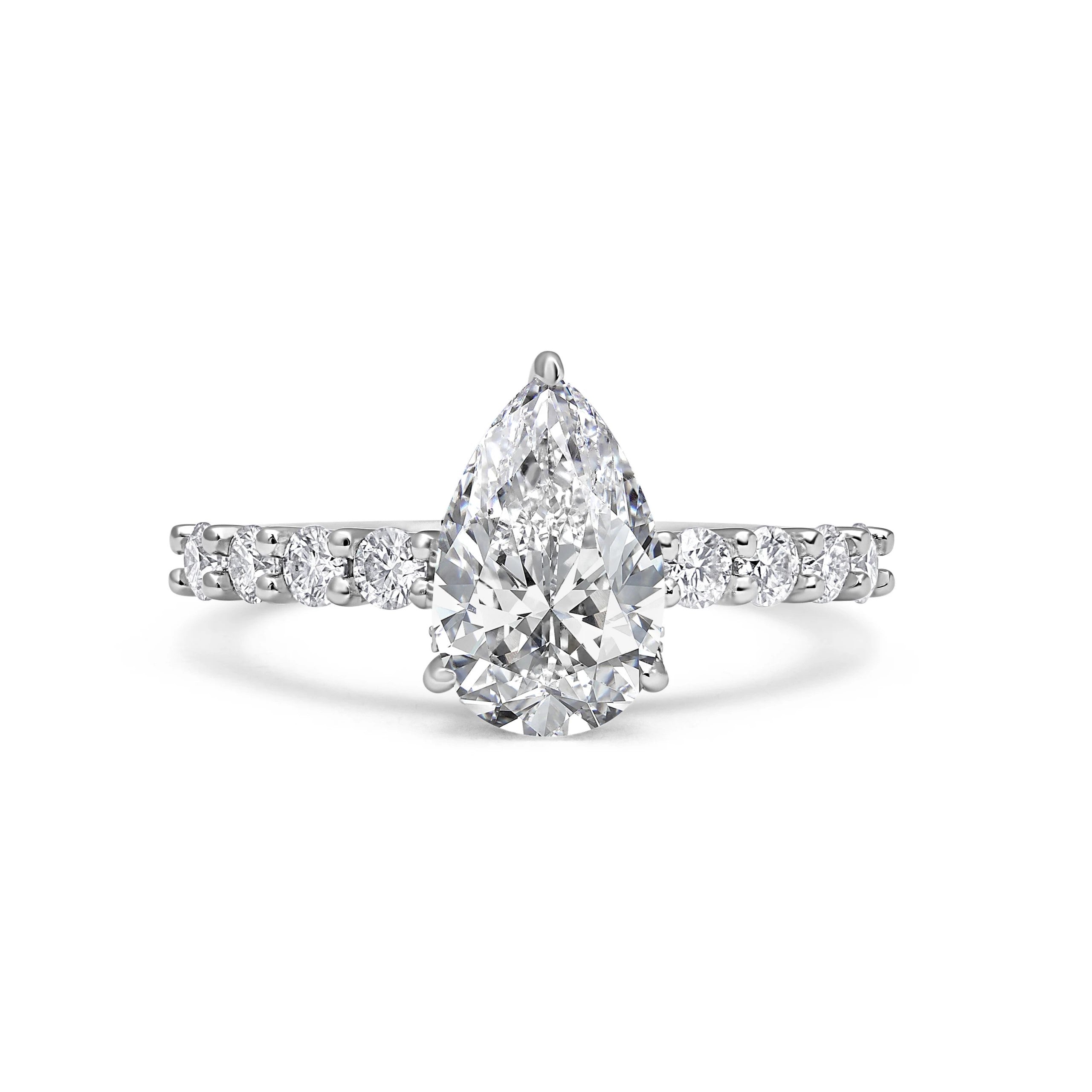 Adorned Hidden Halo Pear Cut Moissanite Ring