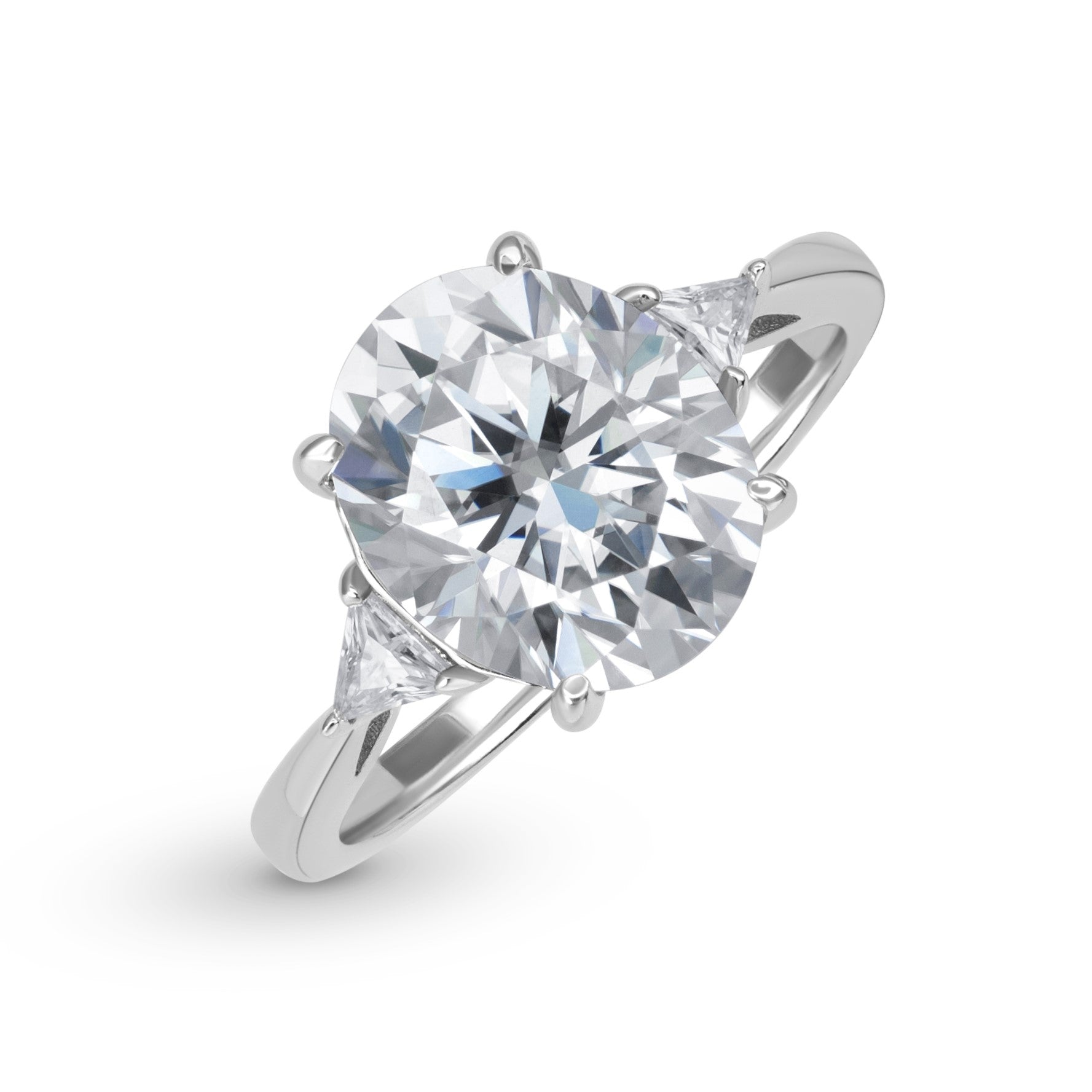 Tria Three Stone Oval Cut Moissanite Ring