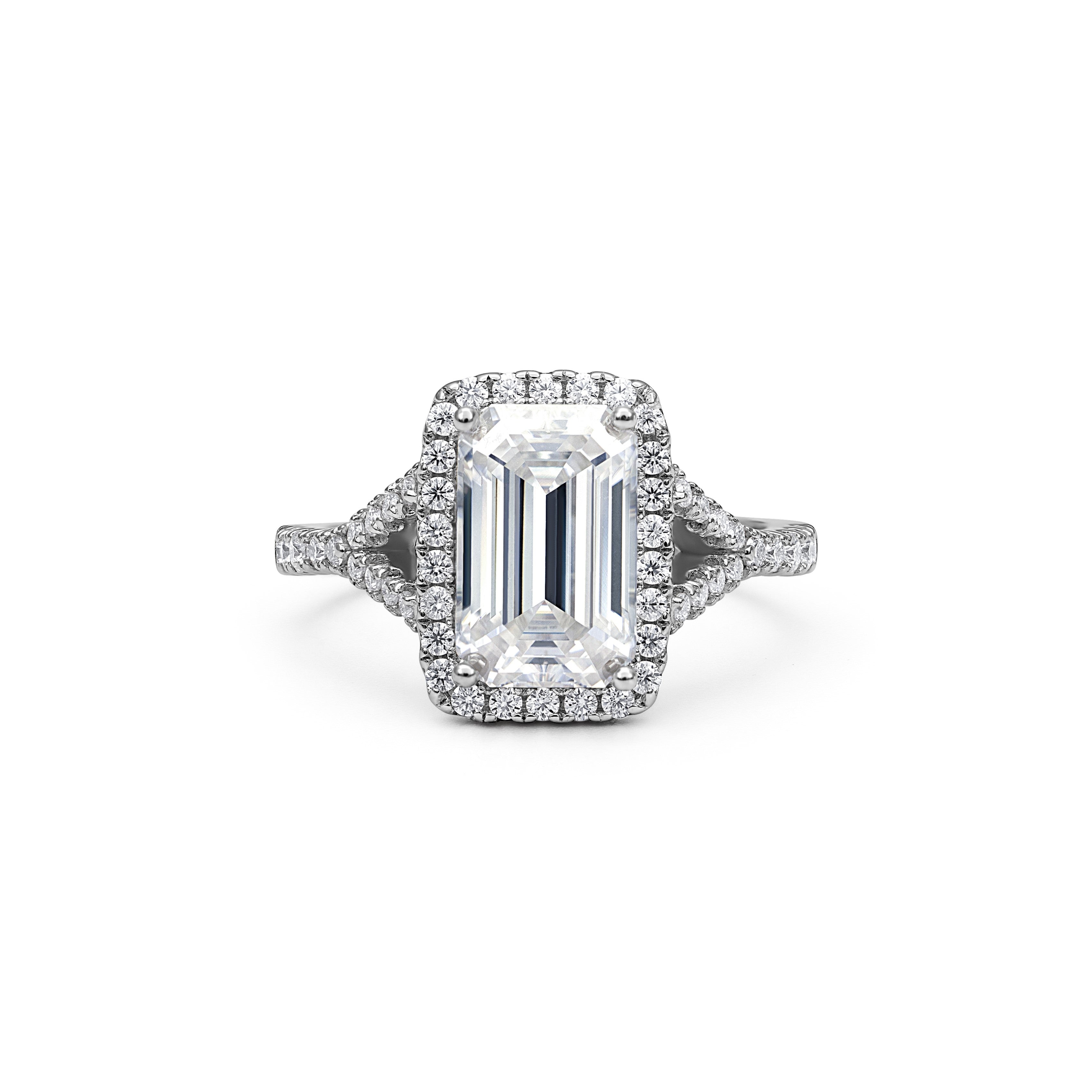 Joy Halo Emerald Cut Moissanite Ring