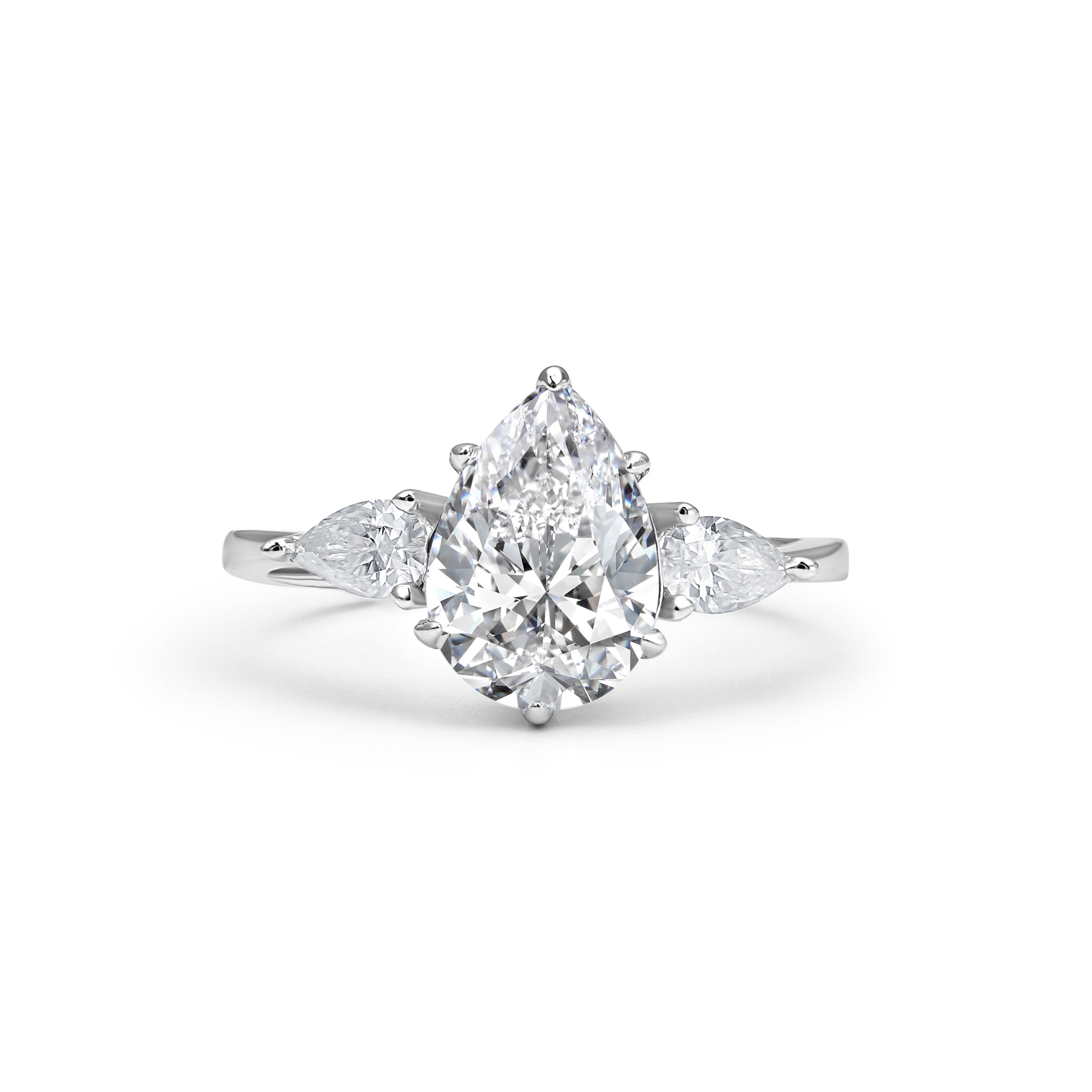 Three Stone Pear Cut Moissanite Ring