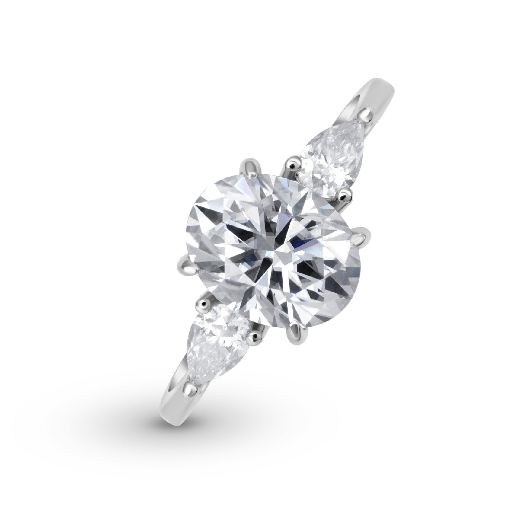 Three Stone Oval Cut Moissanite Ring