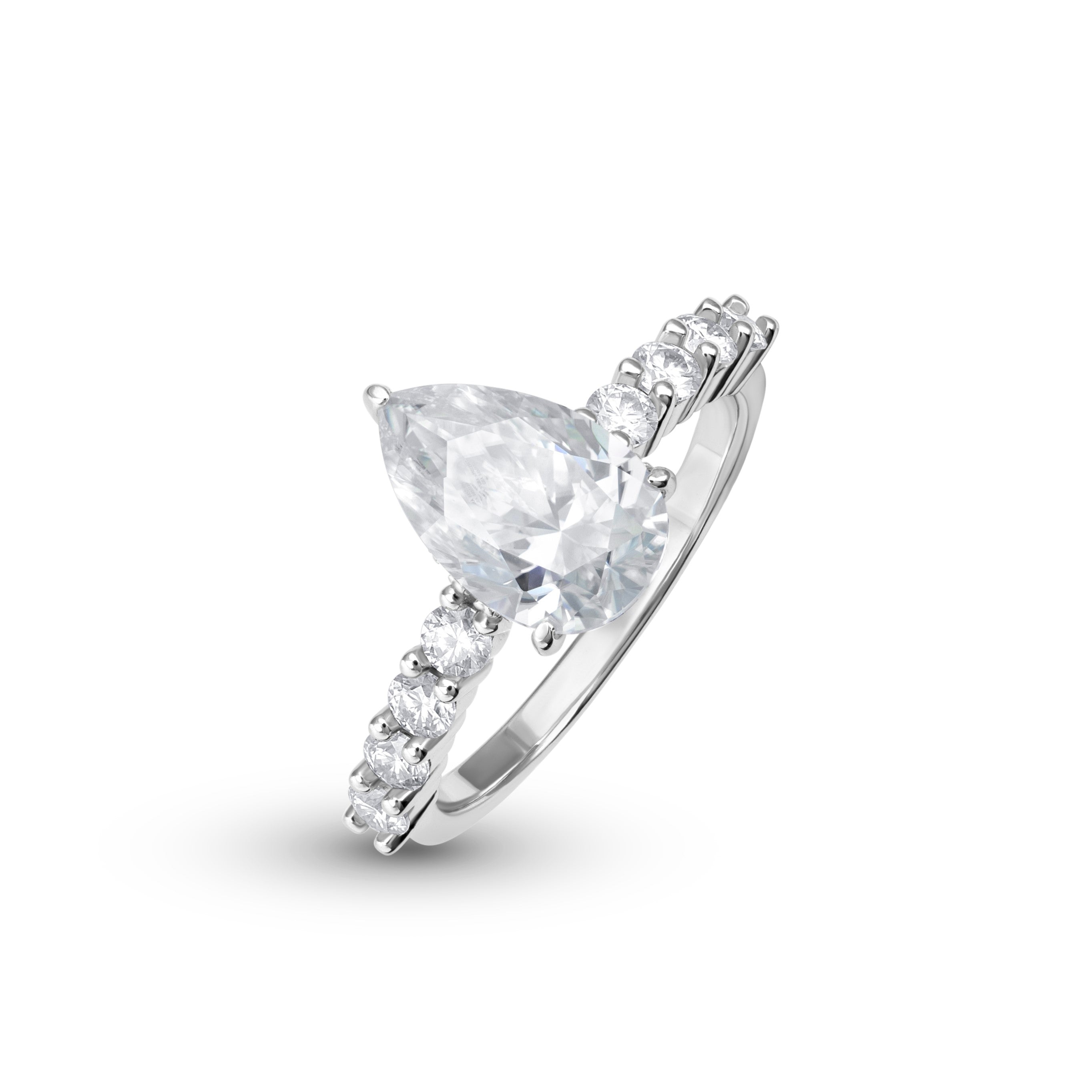 Adorned Hidden Halo Pear Cut Moissanite Ring