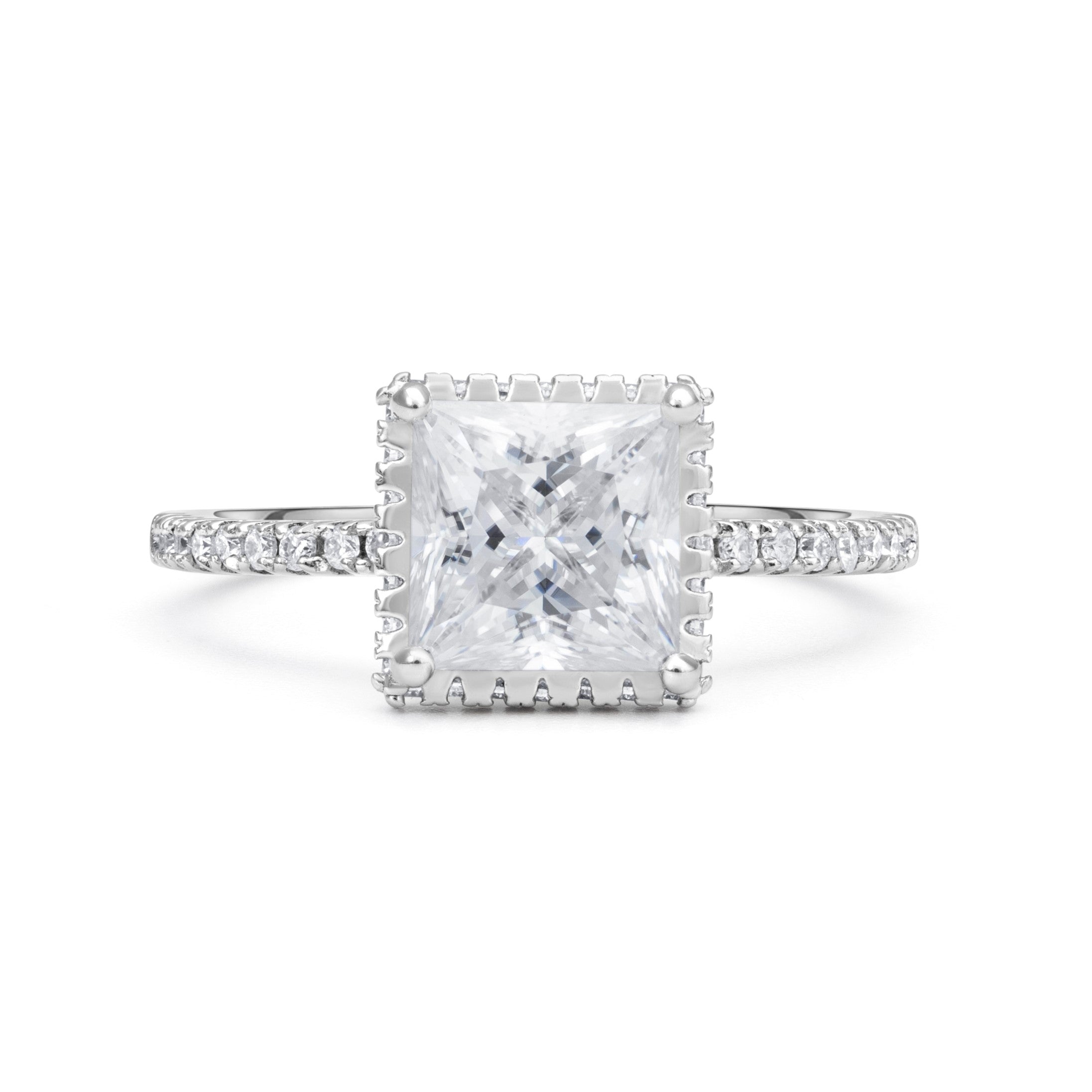 Adorned Hidden Halo Princess Cut Moissanite Ring