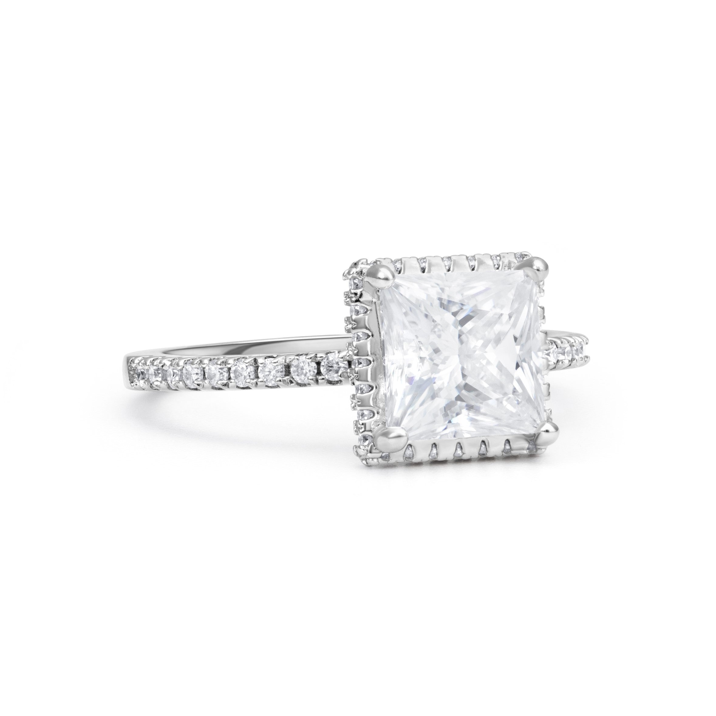 Adorned Hidden Halo Princess Cut Moissanite Ring