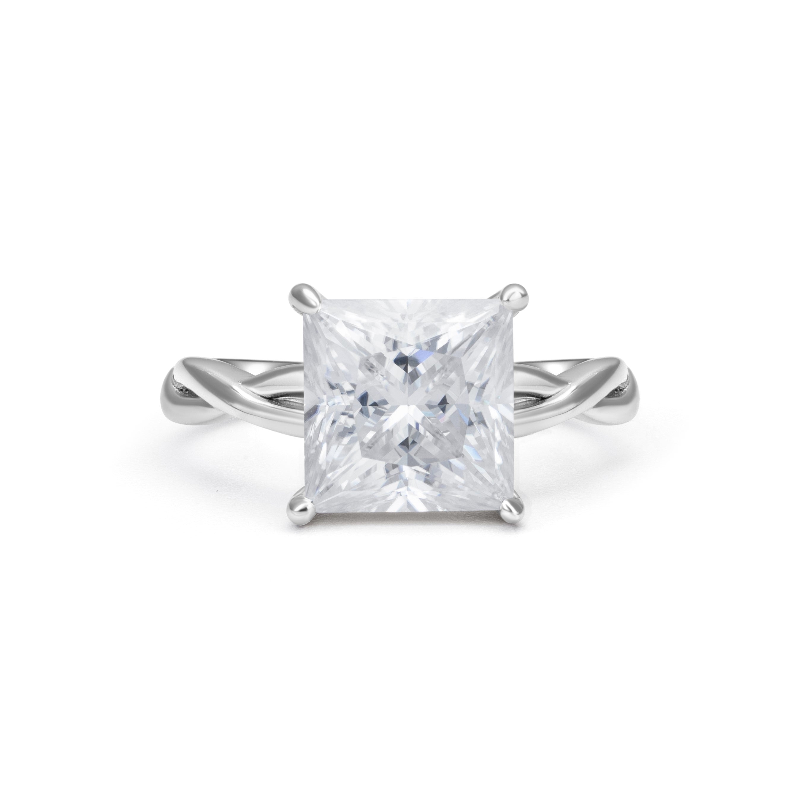 Twisted Vine Solitaire Princess Cut Moissanite Ring