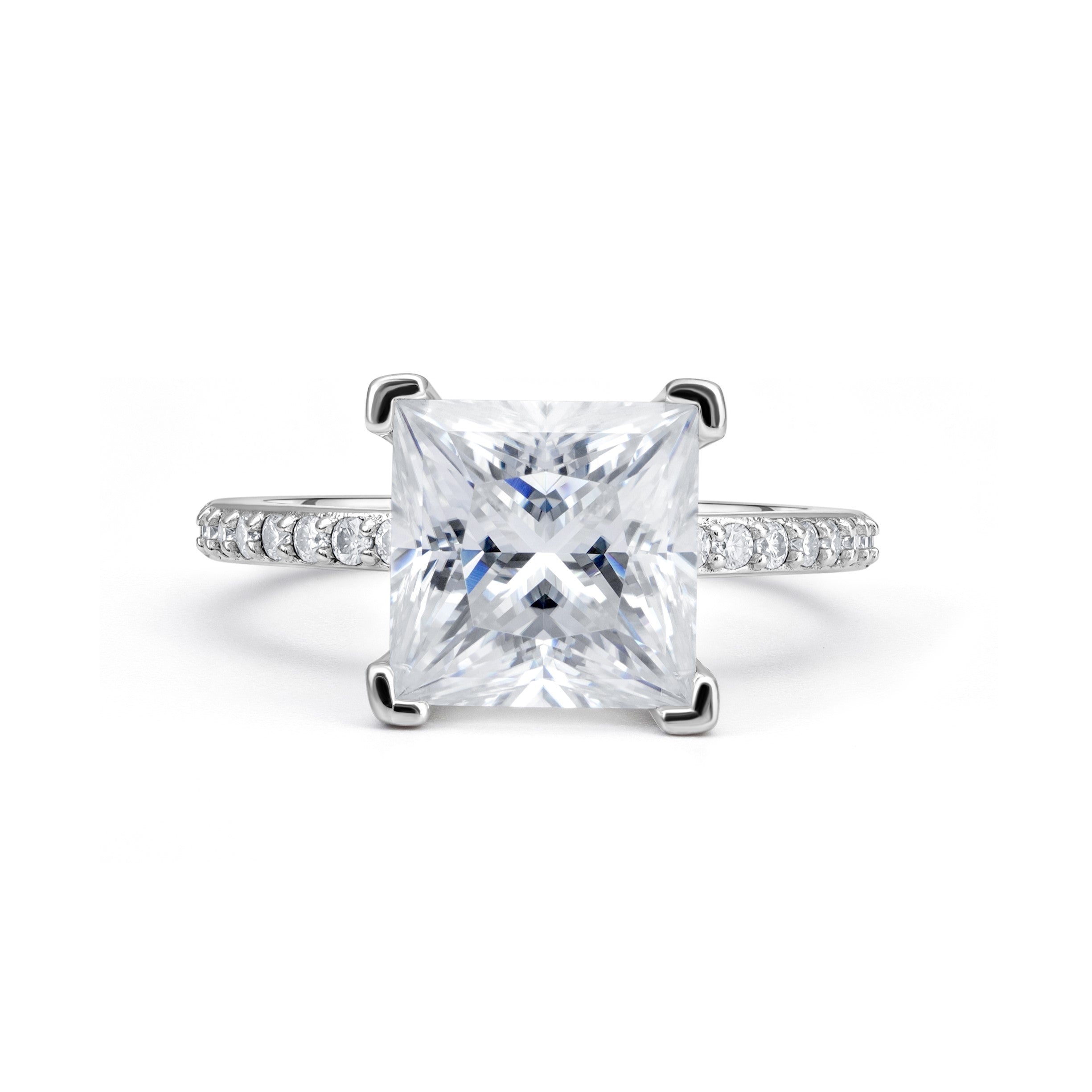 Adorned Princess Cut Moissanite Ring