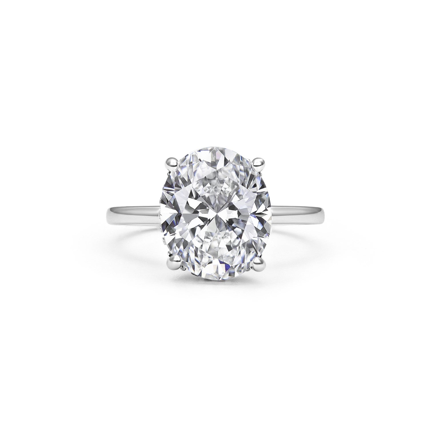 Solitaire Hidden Halo Oval Cut Moissanite Ring