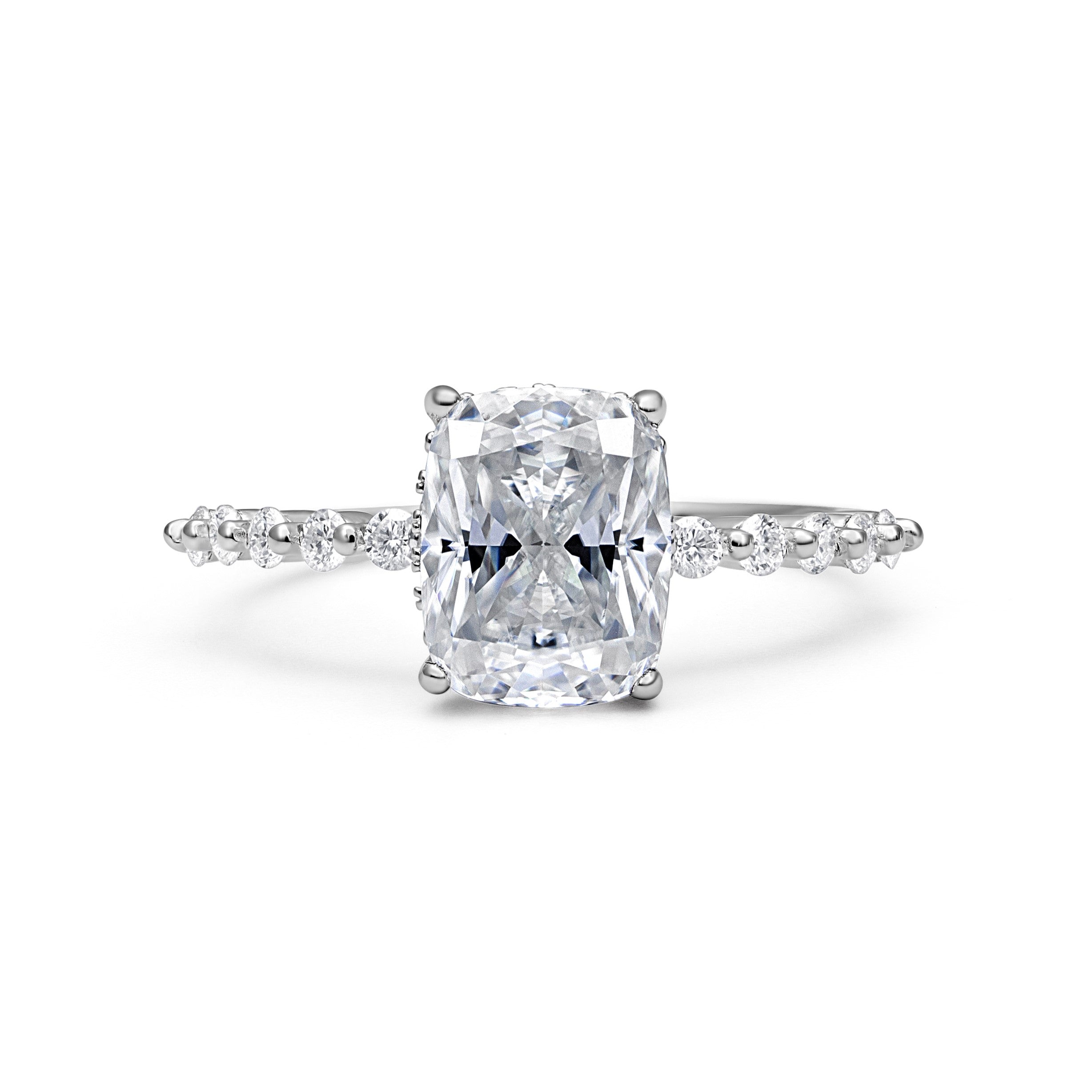 Luxe Hidden Halo Elongated Cushion Cut Moissanite Ring