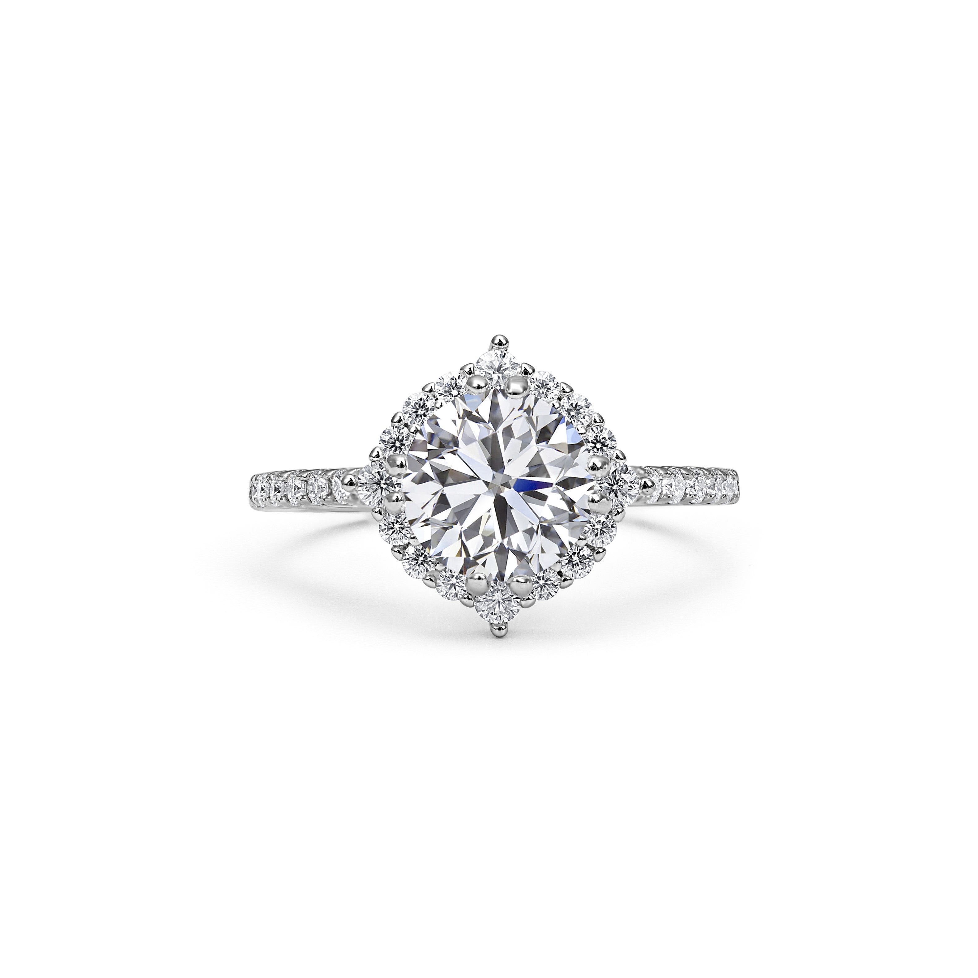 Adorned Halo Round Cut Moissanite Ring