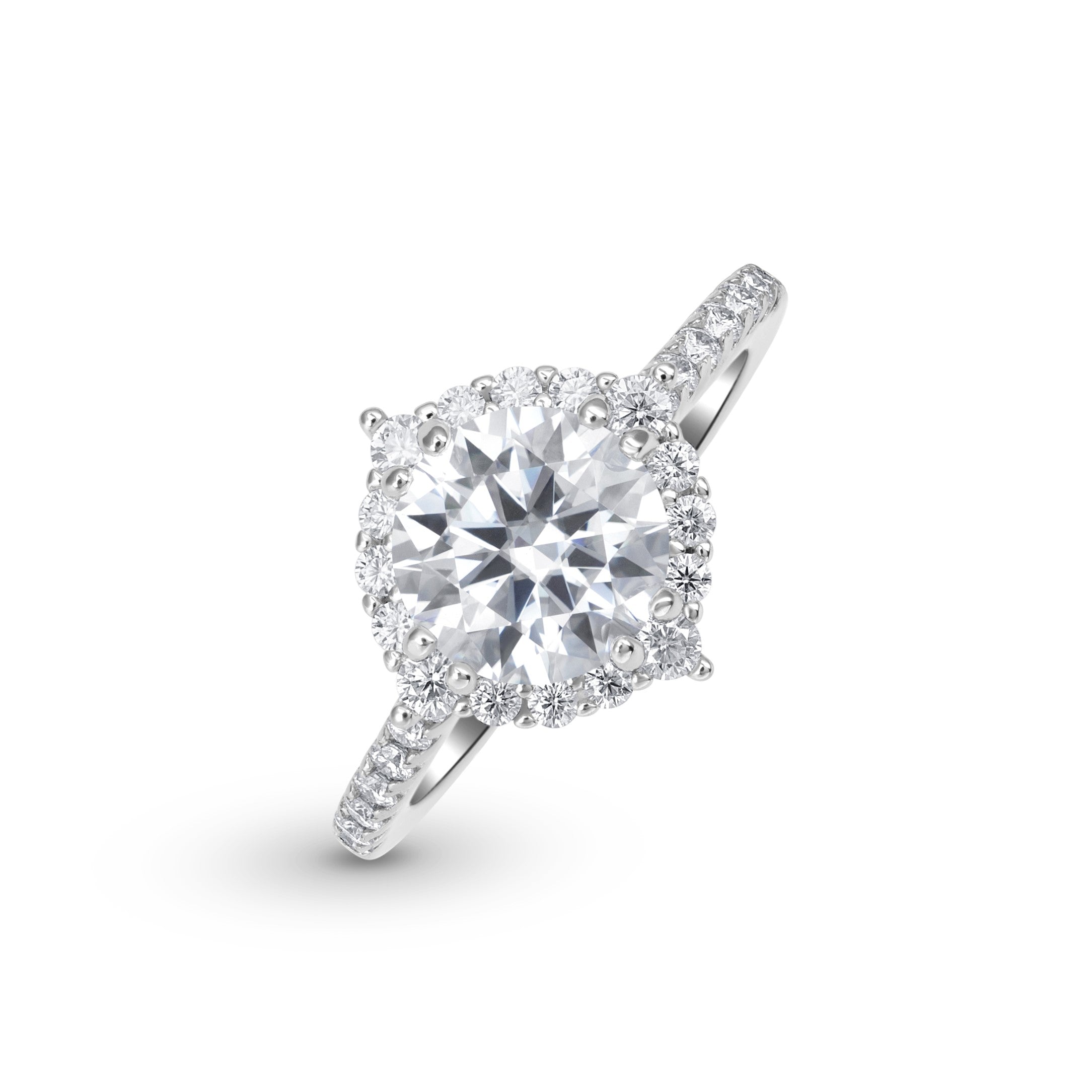 Adorned Halo Round Cut Moissanite Ring