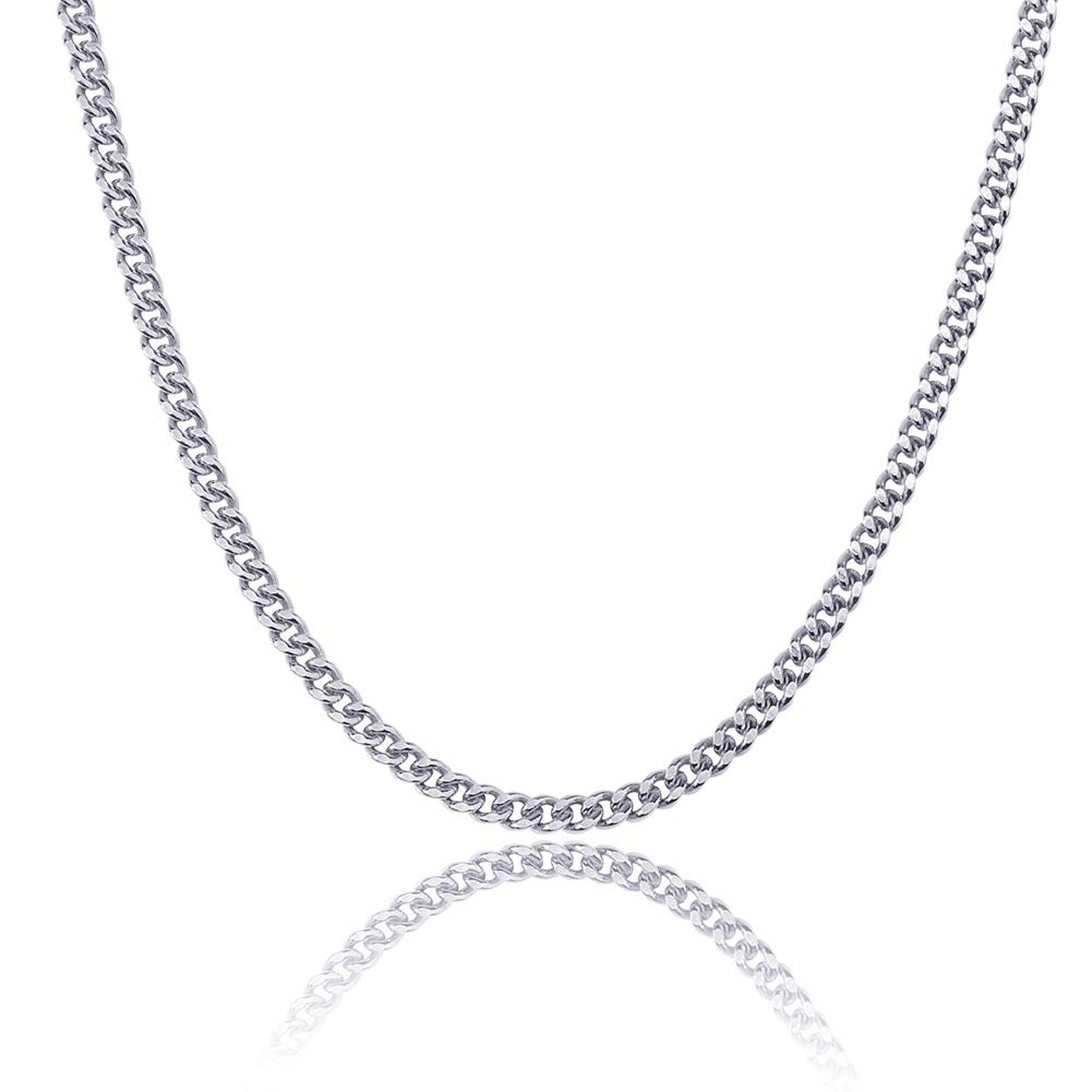 5mm Cuban Link Chain in White Gold (Free Gift)