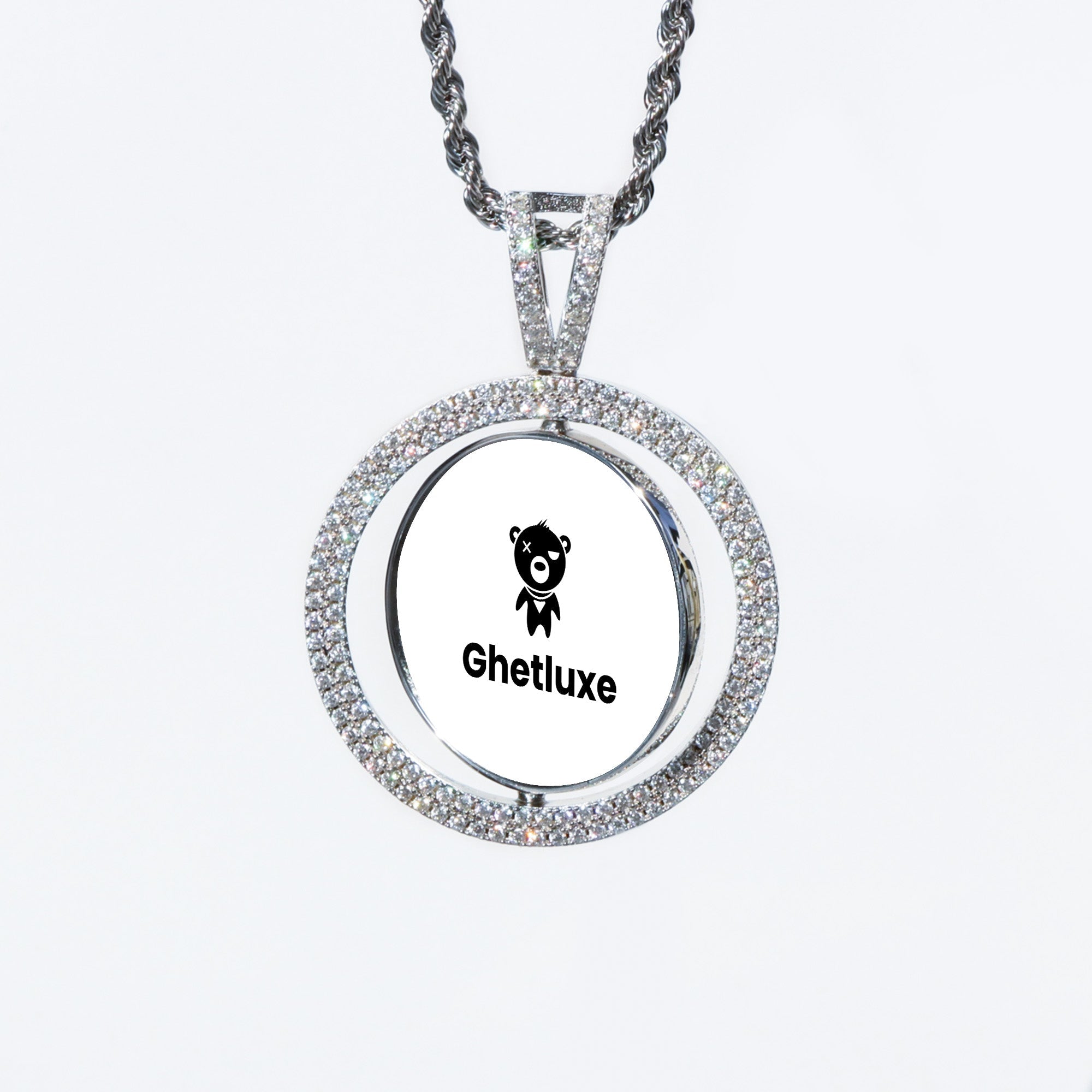 Round VVS Moissanite Custom Photo Pendant in Vermeil