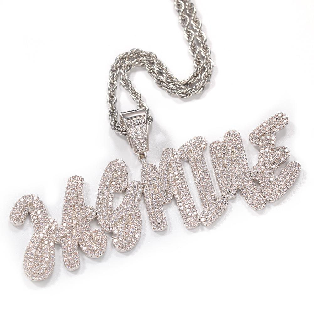 Iced Cursive Letter Pendant with Regular Bail