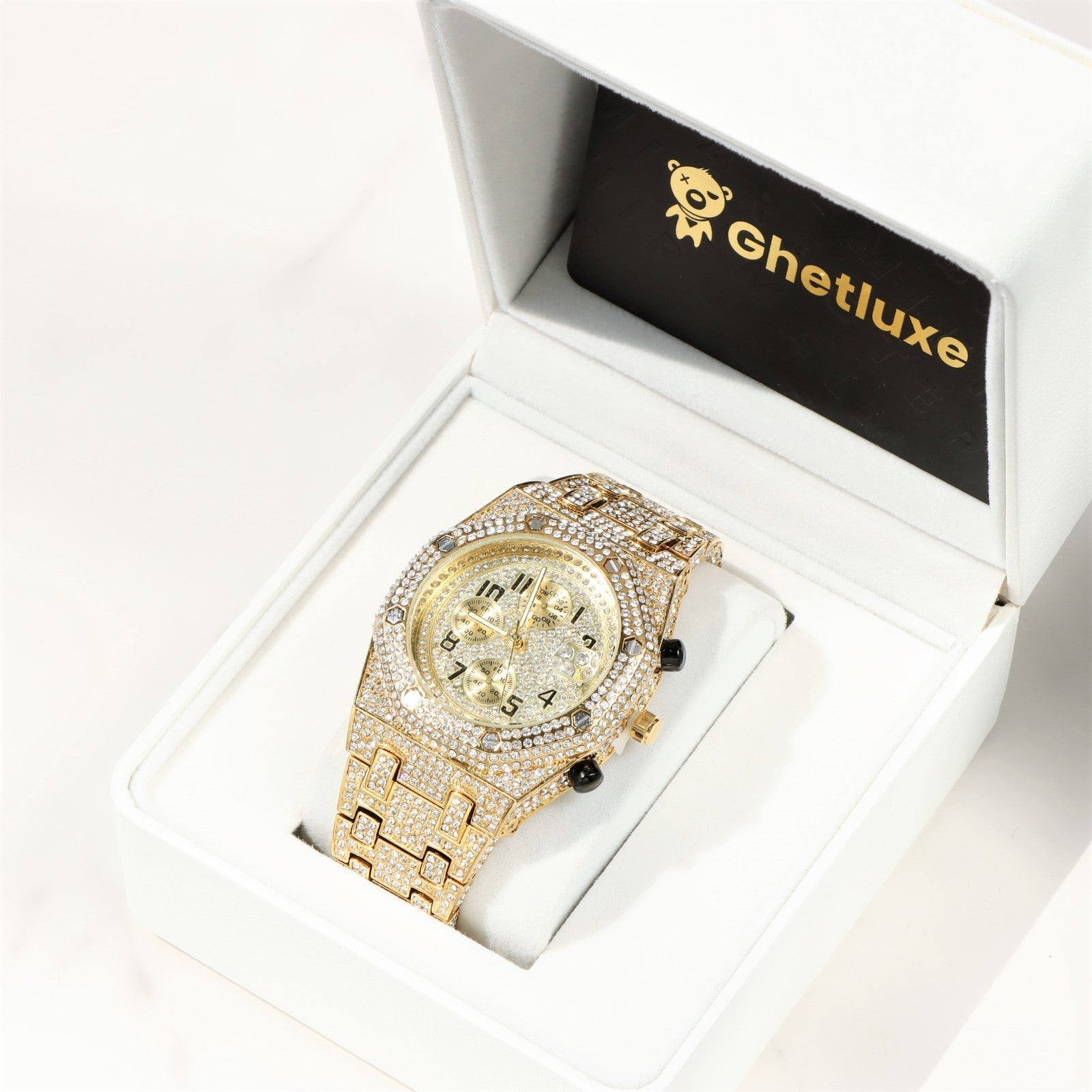 45mm Full Iced Watch in Gold