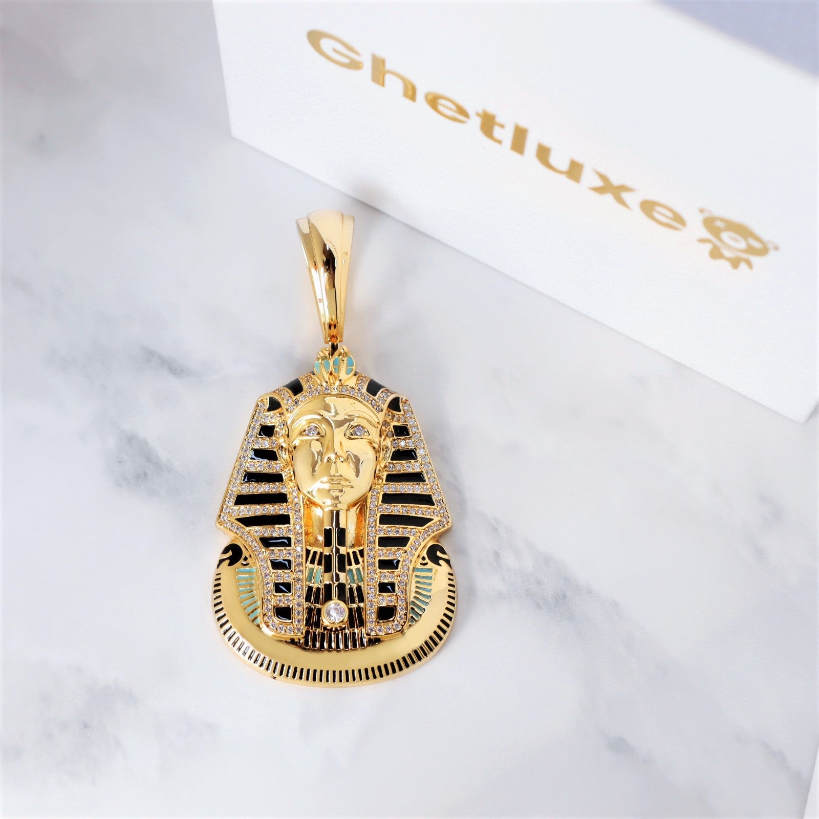 Iced Pharaoh Pendant in 18K Gold