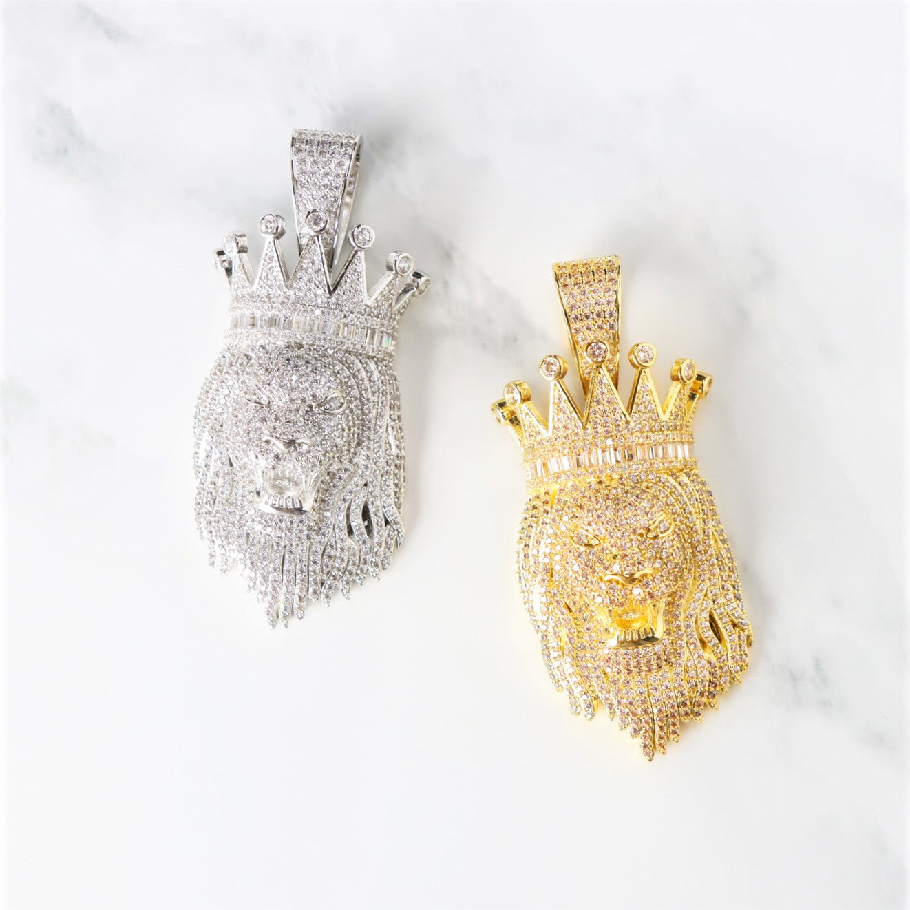 Moissanite Crown Roaring Lion Pendant