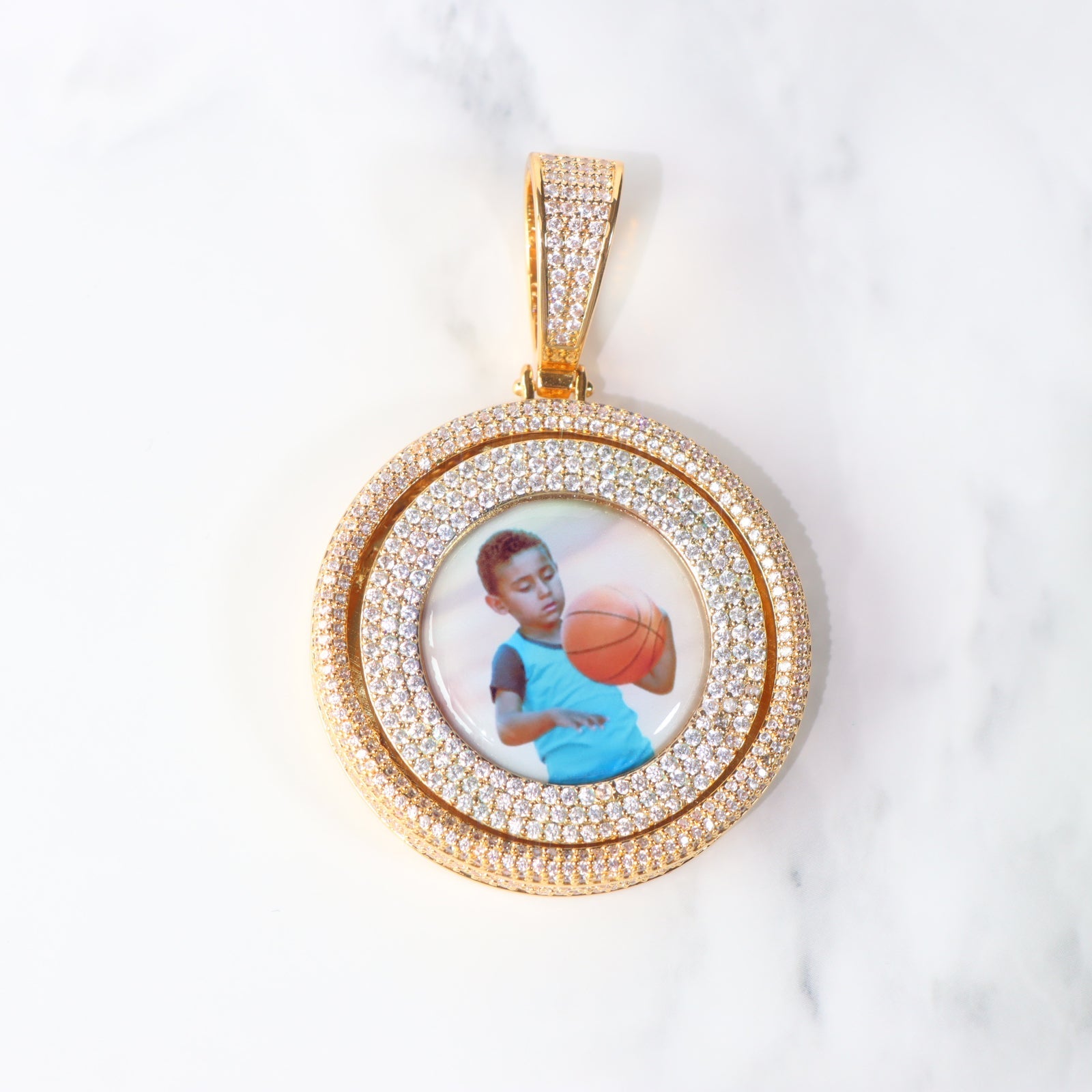 50mm Full Iced Spinnable Custom Photo Pendant