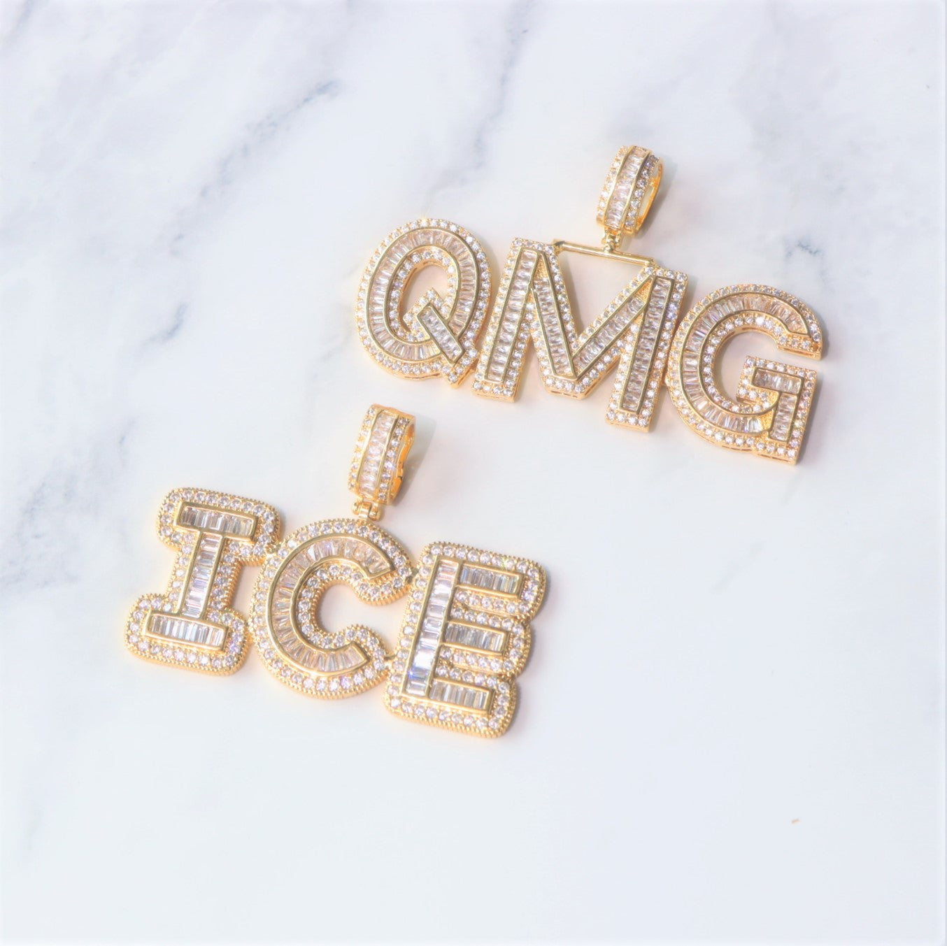 Large Rock Candy Diamond Letter Pendant