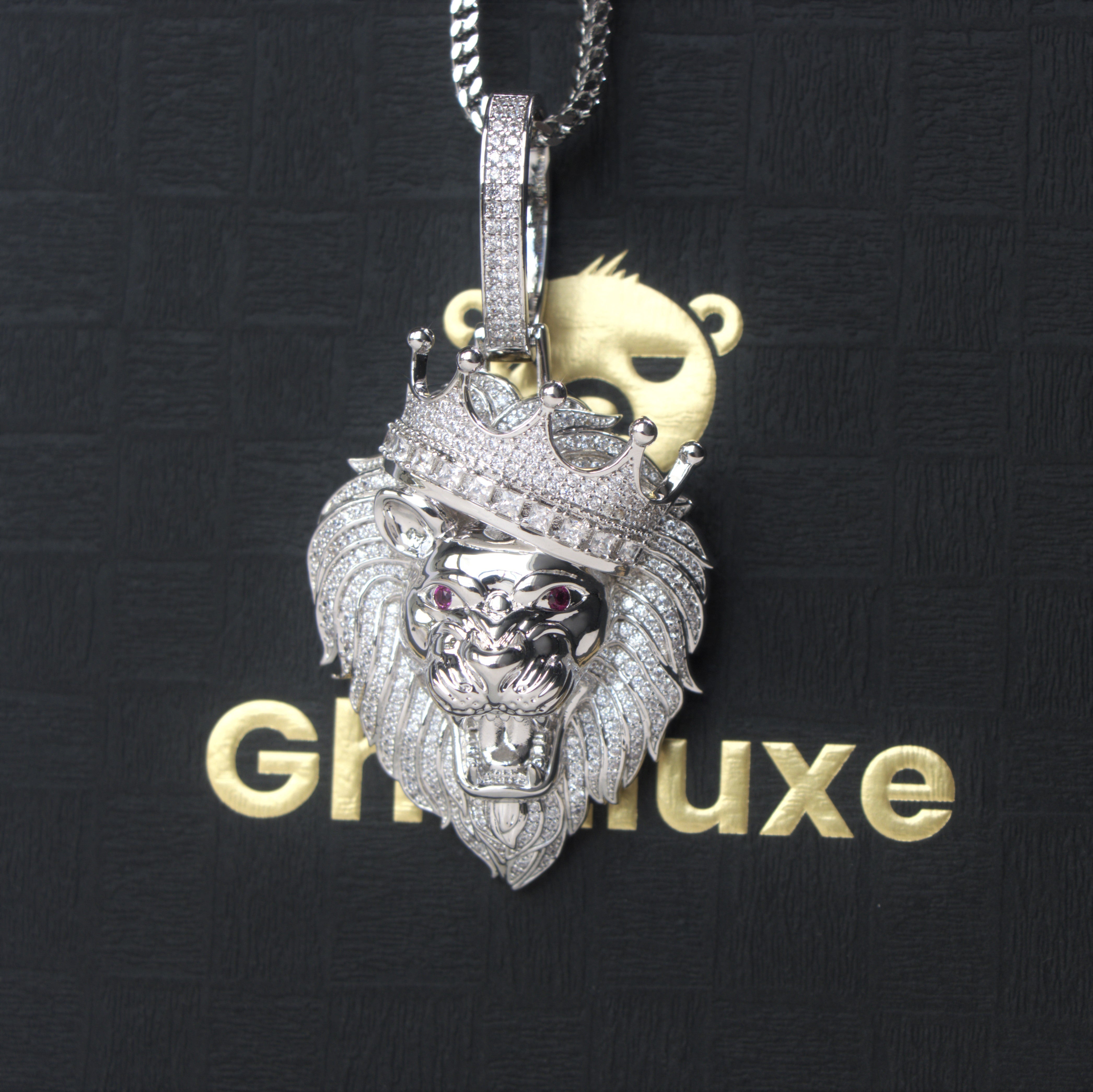 Iced Crown Lion Pendant