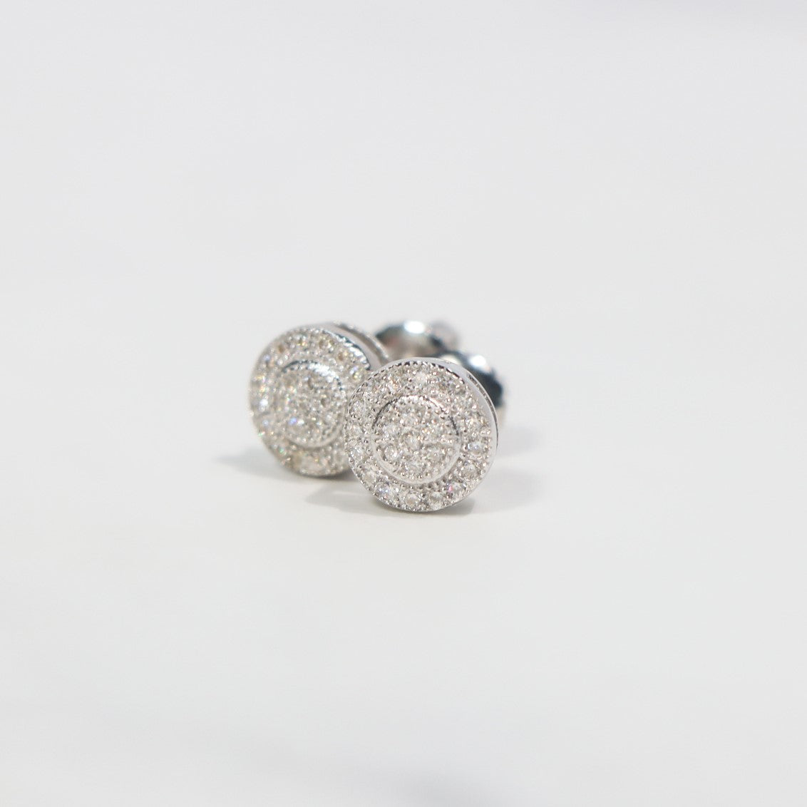 Women's Round Pave Moissanite Stud Earrings