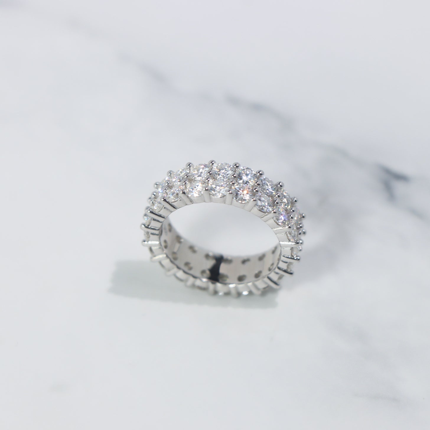 2-Row VVS Moissanite Ring in Sterling Silver