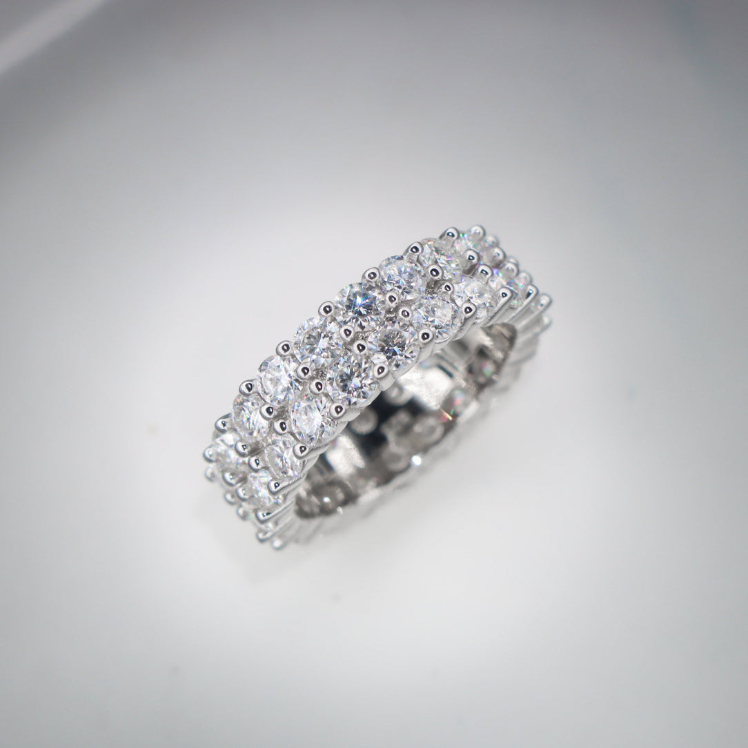 2-Row VVS Moissanite Ring in Sterling Silver