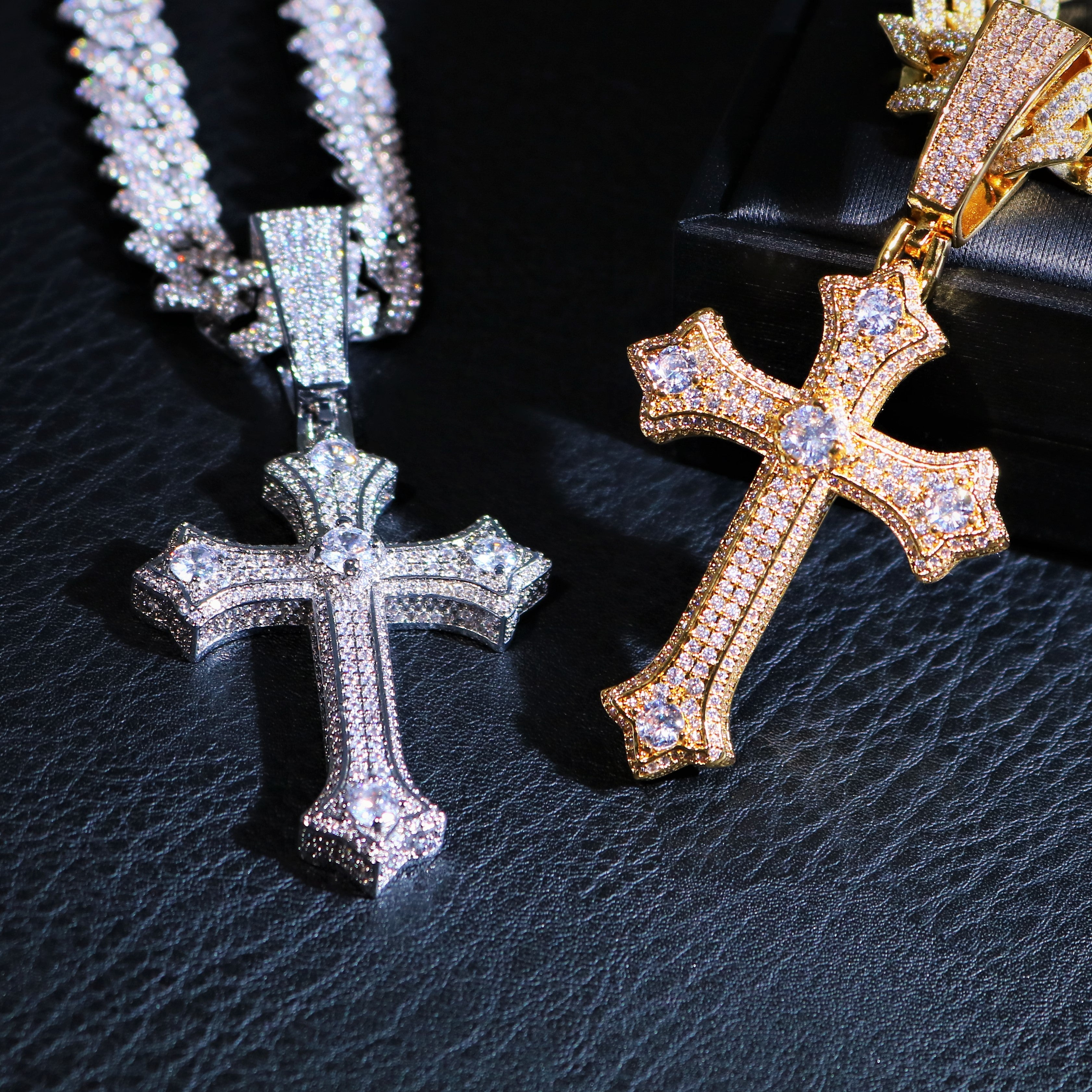 Large Diamond Gothic Cross Pendant