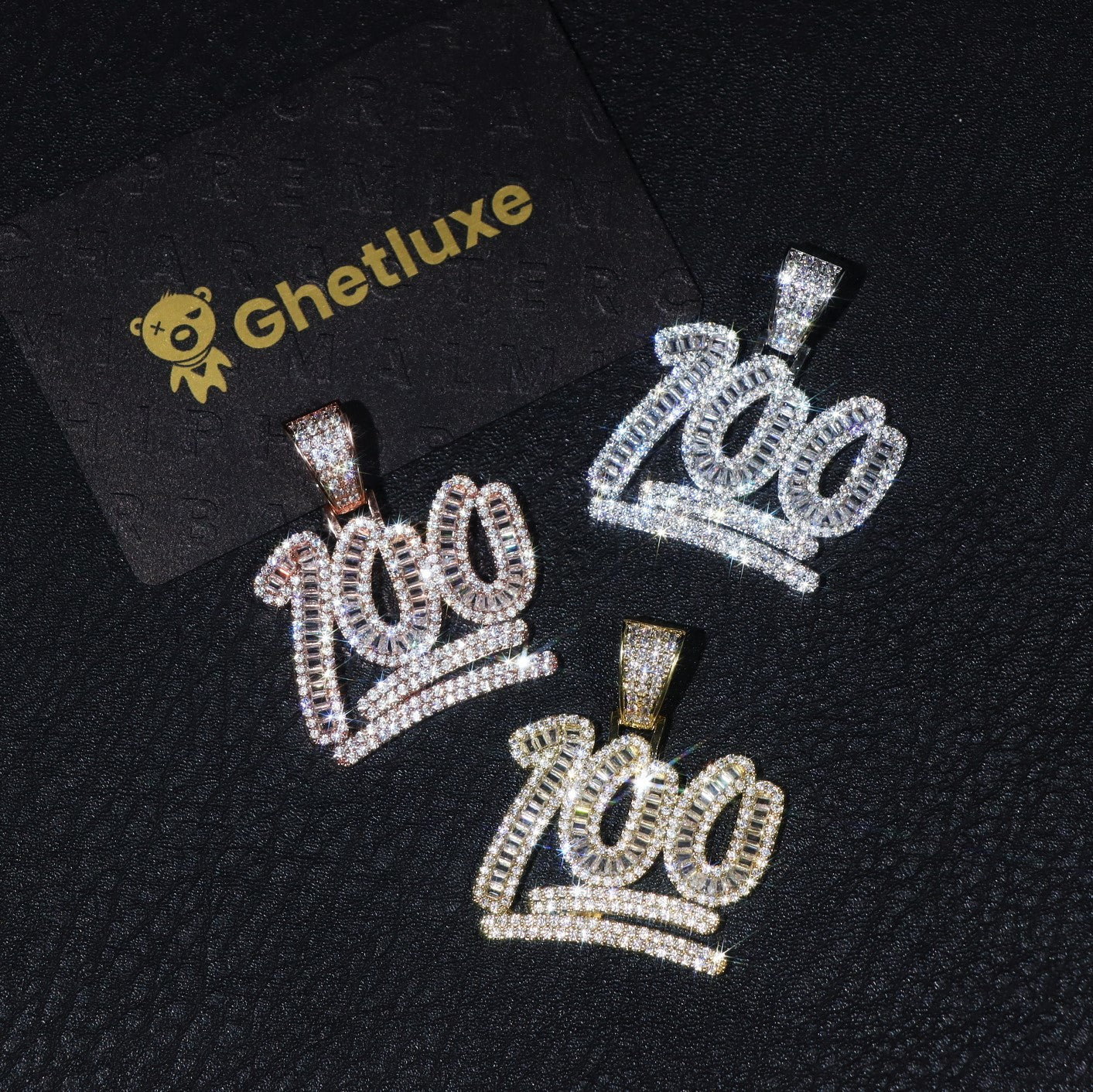 Baguette Moissanite 100 emoji Pendant