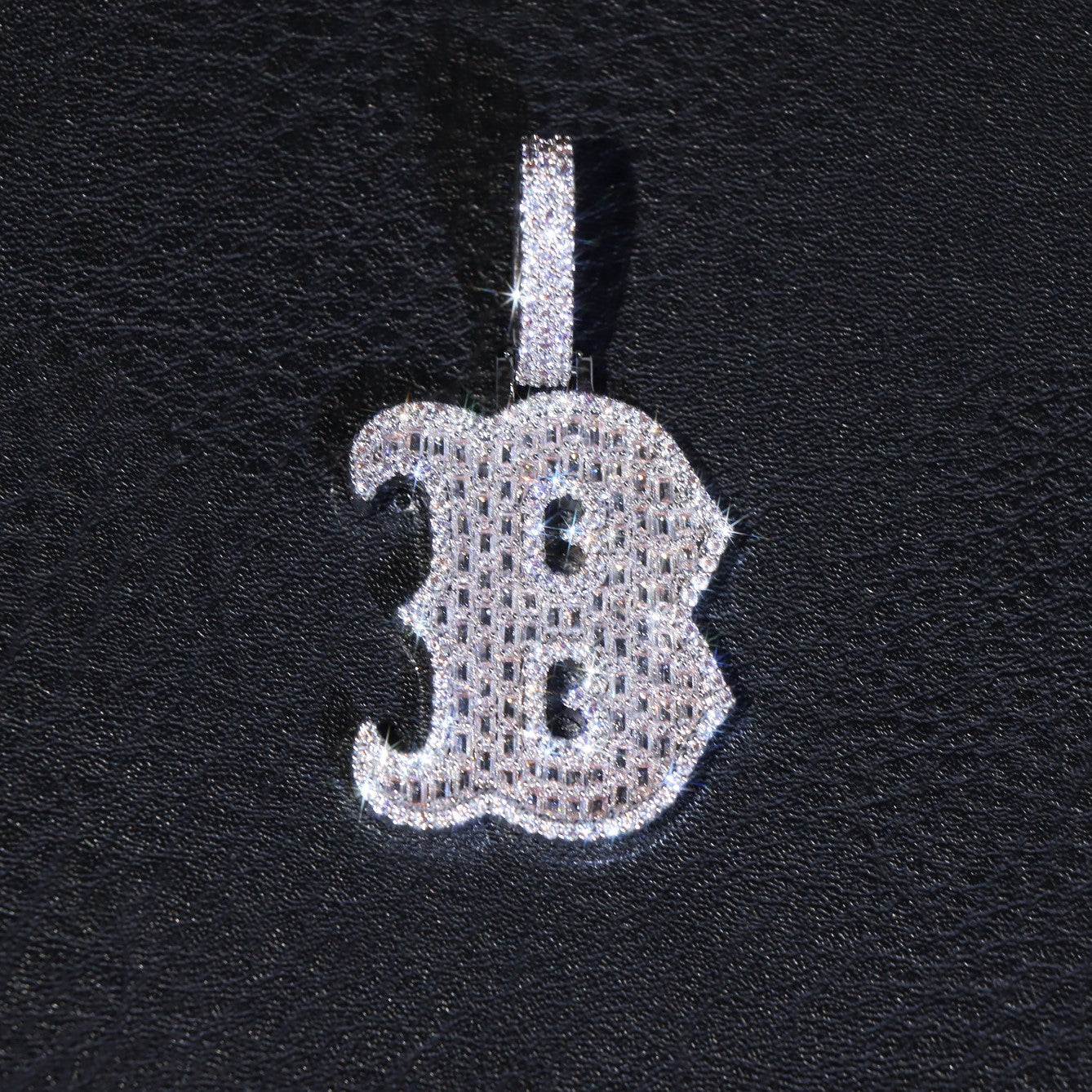 Moissanite Baguette Script Letter B Pendant