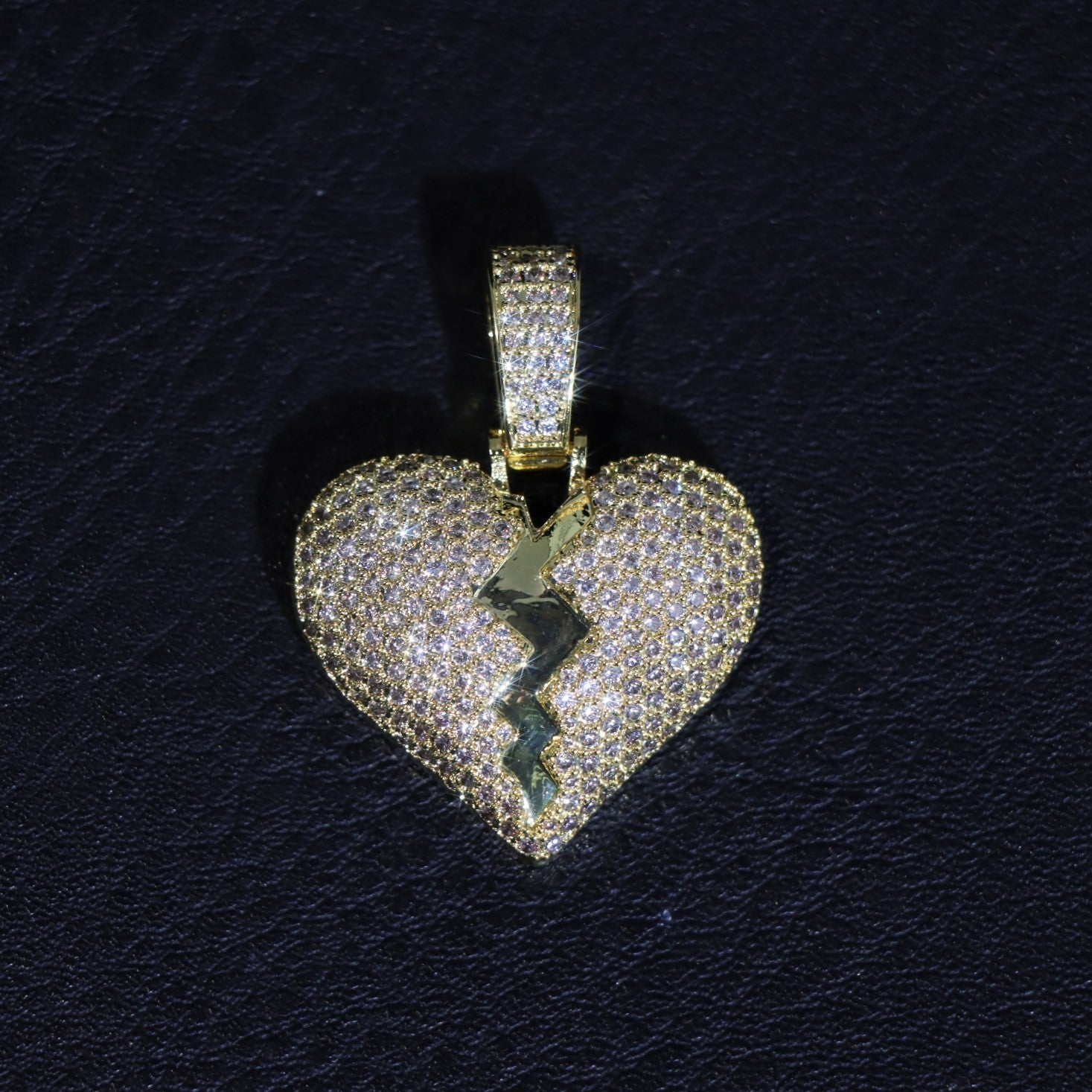 Moissanite Small Broken Heart Pendant