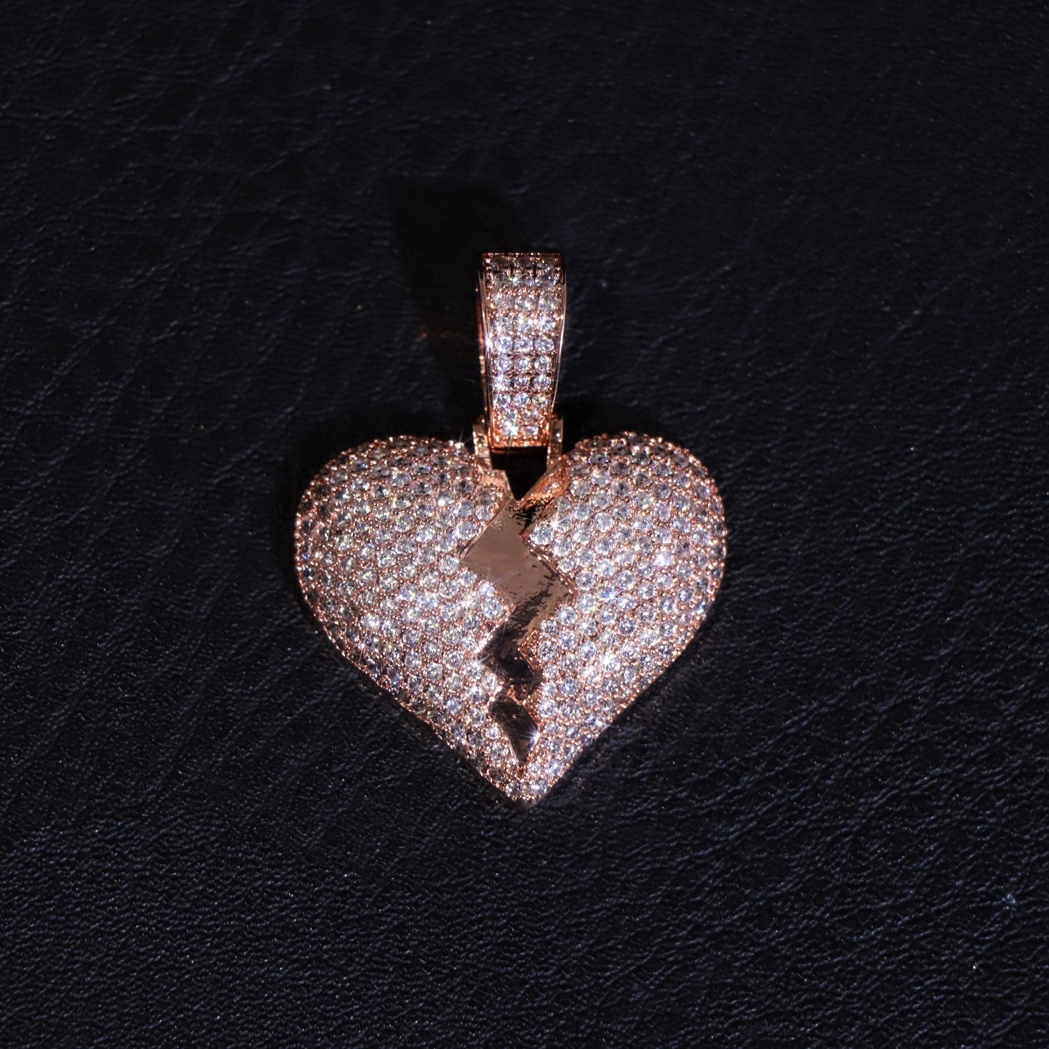 Moissanite Small Broken Heart Pendant