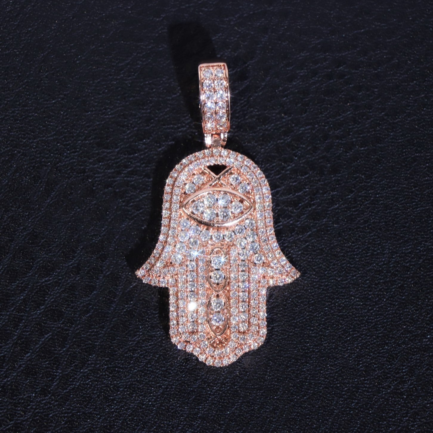 Iced Hamsa Evil Eye Pendant