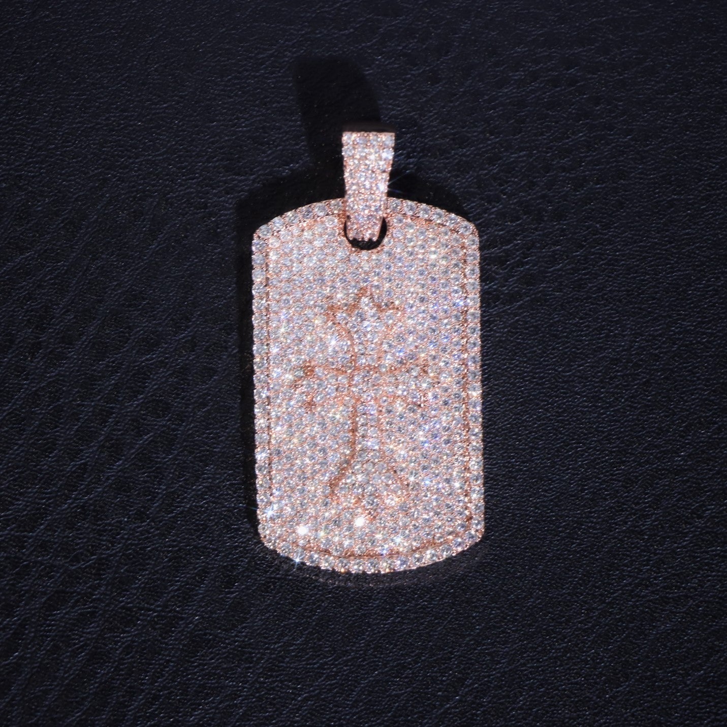 Moissanite Dog Tag Pendant with 3D Cross